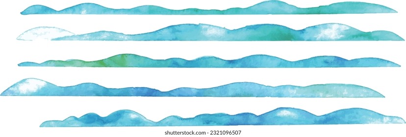 Pintura acuarela. Ilustración vectorial de trama ondulada con toque de acuarela. Patrón marino pintado con pintura azul.