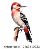 Watercolor painting of Woodpeckers, isolated on a white background, Woodpeckers vector, drawing clipart, Illustration Vector, Graphic Painting, design art, logo