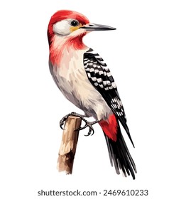 Watercolor painting of Woodpeckers, isolated on a white background, Woodpeckers vector, drawing clipart, Illustration Vector, Graphic Painting, design art, logo