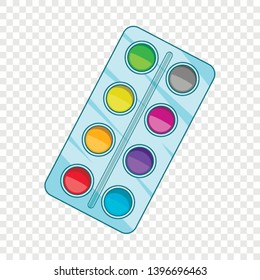 Watercolor paints box icon. Cartoon illustration of watercolor paints box vector icon for web design