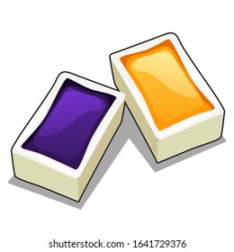 Watercolor paints isolated on a white background. Vector cartoon close-up illustration