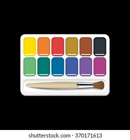 watercolor paints with paintbrush. Vector illustration.