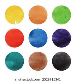 Watercolor pale vector circles set. Colorful Stain Circle collection. Vector illustration on isolated background