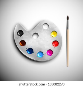 Watercolor palette with brush. Eps 10
