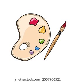 Watercolor palette with paint brush vector illustration