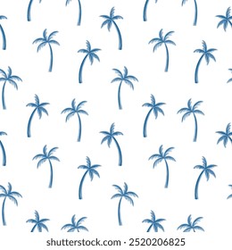 Watercolor palm tree repeat pattern Coastal print Tropical artwork