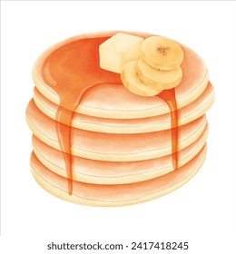 watercolor pancake honey illustration vector