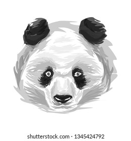 Watercolor panda face illustration vector semi realistic