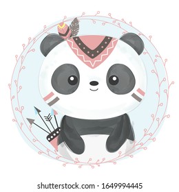 watercolor panda illustration. animal clipart for scrapbooking and decoration.