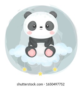 watercolor panda illustration. animal clipart for scrapbooking and decoration.