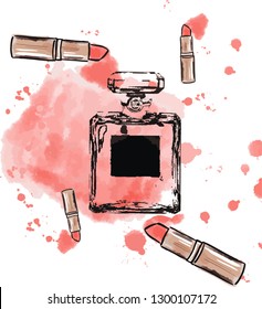 watercolor parfume bottle