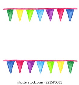 Watercolor party bunting, isolated on white background