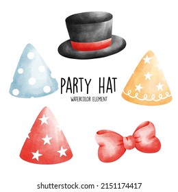 Watercolor Party Hat. Vector Illustration