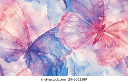 watercolor pastel background with butterfly