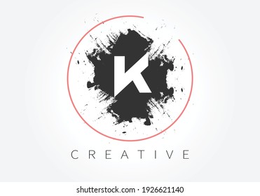 Watercolor pastel brush K letter logo with rounded design.