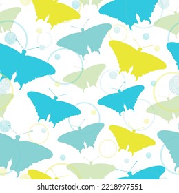 Watercolor pastel butterflies seamless pattern on white background. Fashionable tones. Textiles, wallpaper, wrapping paper