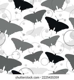 Watercolor pastel butterflies seamless pattern on white background. Fashionable tones. Textiles, wallpaper, wrapping paper