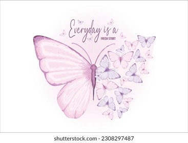 watercolor pastel color butterfly vector