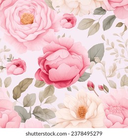 Watercolor pastel floral seamless pattern