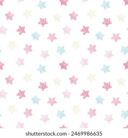 Watercolor pastel star seamless pattern vector. Brush stroke stars. Beautiful graphic design for fabric, textile, sweet dress, skirt, cloth, wrapping paper, card, decor, print, gummy jelly, candy, gum