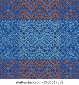 watercolor patchworked pattern on background Two-color vector floral pattern. 