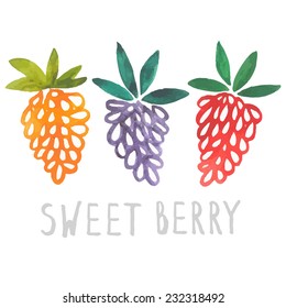 watercolor pattern with berries
