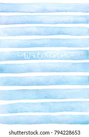 Watercolor pattern with blue stipes. Vector illustration.