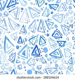 watercolor pattern with blue triangles and lines
