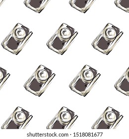 watercolor pattern with  camera. Photograph concept in vintage style