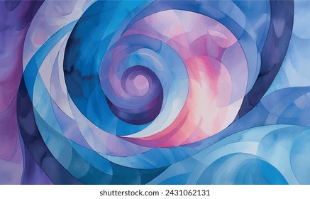 watercolor pattern celestial harmony, soft blues, purples, and pinks swirl together to mimic the serene beauty of the night sky