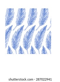 Watercolor pattern feather. Vector illustration. Colorful seamless