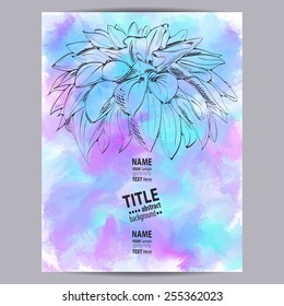 Watercolor pattern with flower. Poster templates for festive events, flyers and placards.