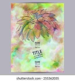Watercolor pattern with flower. Poster templates for festive events, flyers and placards.