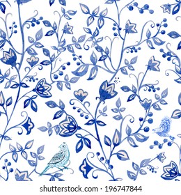 watercolor, pattern, flowers