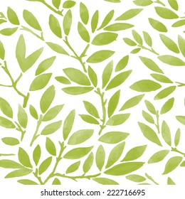 watercolor  pattern with leafs and branches