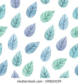 Watercolor pattern with leaves. Vector illustration