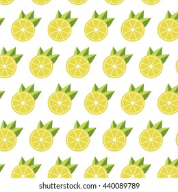 Watercolor pattern with lemons on the white background. Vector illustration. Hand drawn background.