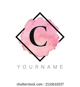 Watercolor pattern letter C logo design for company and names.