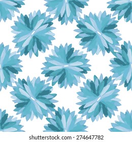 Watercolor pattern made from blue flowers. Vector illustration