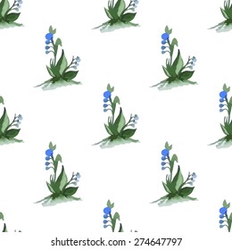 Watercolor pattern made from floral elements. Vector illustration