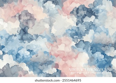 watercolor pattern pastel shades of pink, blue, and gray resembling soft and fluffy clouds in the sky