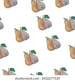Watercolor pattern. Pear. High quality vector illustration.