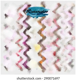 Watercolor pattern with squares. Watercolor waves of triangles. Vintage aquarelle texture  for your print and web design. 
