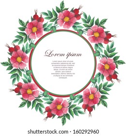 watercolor pattern with wild rose for cards, invitation