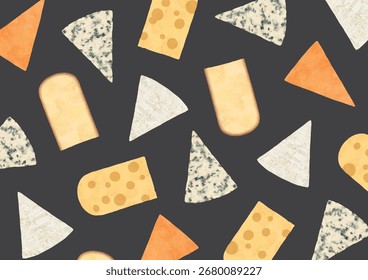Patrones de acuarela de varios quesos