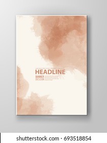 Watercolor peach color design banner . Vector illustration