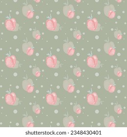 Watercolor Peach Flower Seamless Pattern Design. Can use for print, template, fabric, presentation, textile, banner, poster, wallpaper, digital paper. Vector EPS 10