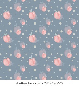 Watercolor Peach Flower Seamless Pattern Design. Can use for print, template, fabric, presentation, textile, banner, poster, wallpaper, digital paper. Vector EPS 10