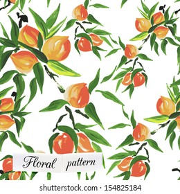 Watercolor peach seamless pattern can be used for wallpaper, website background, textile printing
