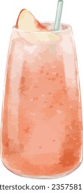 Watercolor peach smoothies watercolor illustration isolated element